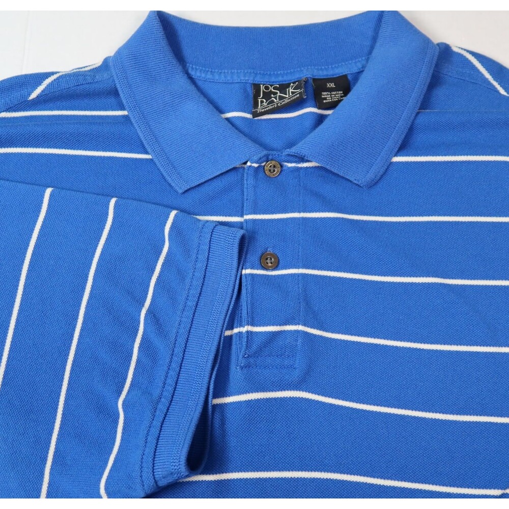 Jos A Bank Mens 2XL Golf Polo Shirt Traveler's Collection Striped Short Sleeve